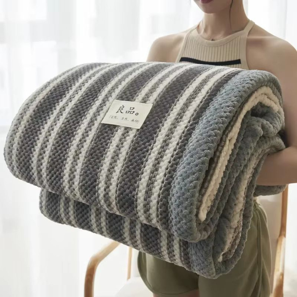 Soft Chenille Knit Throw Blanket Handmade Crochet Style Machine Washable For Couch Bed 13