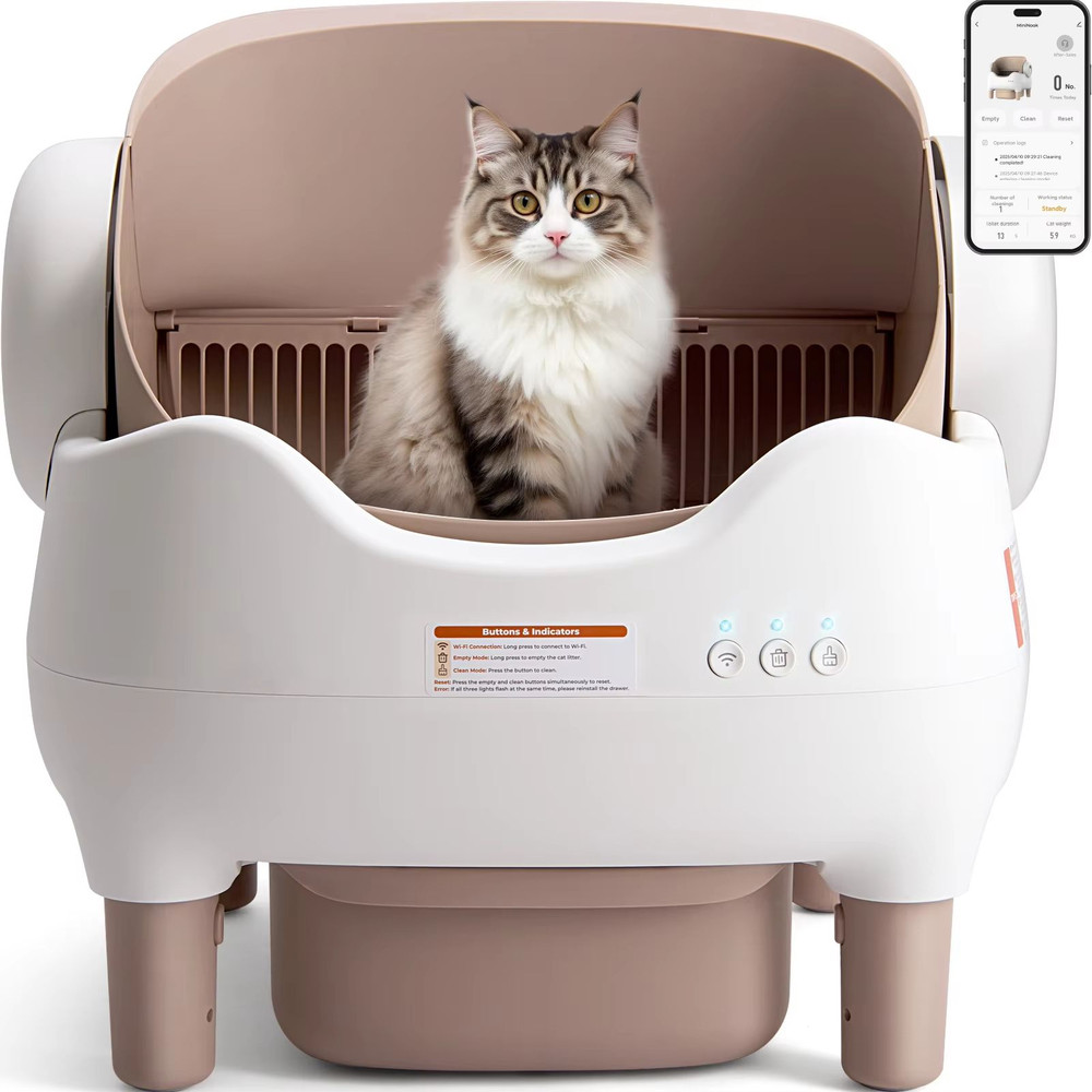 Smart SelfCleaning Litter Box Automatic Cat Litter Box With APP Control Large OdorFree Waste Bin 0