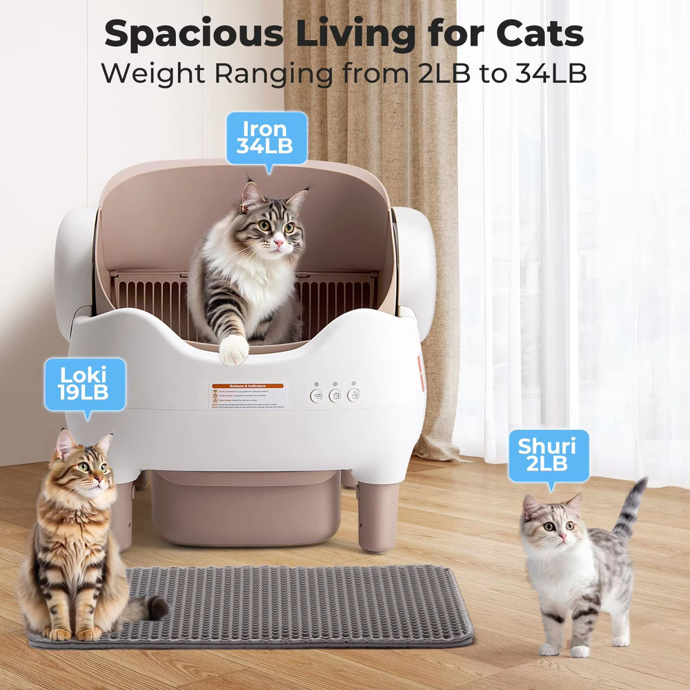 Smart SelfCleaning Litter Box Automatic Cat Litter Box With APP Control Large OdorFree Waste Bin 1