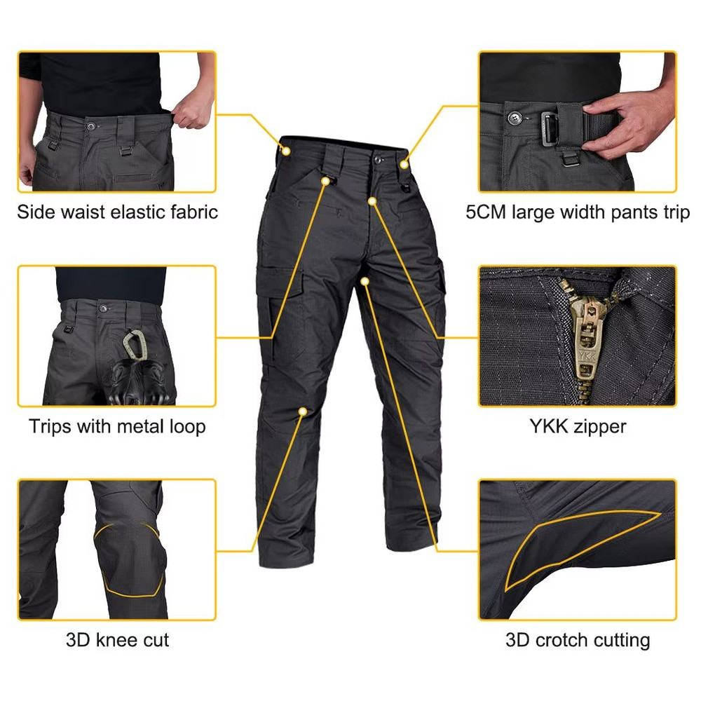 Mens Flex Tactical Cargo Pants Lightweight Stretch Work Outdoor Hiking Trousers 2