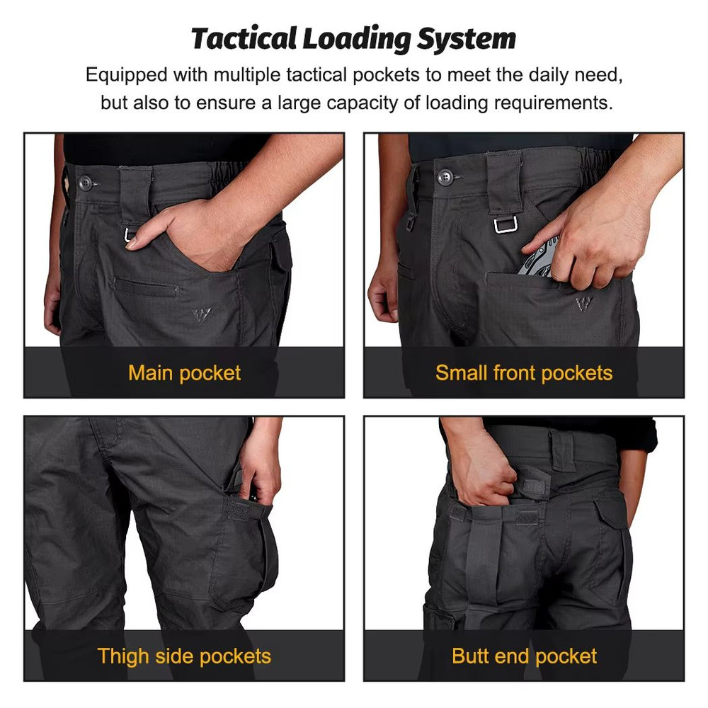 Mens Flex Tactical Cargo Pants Lightweight Stretch Work Outdoor Hiking Trousers 3