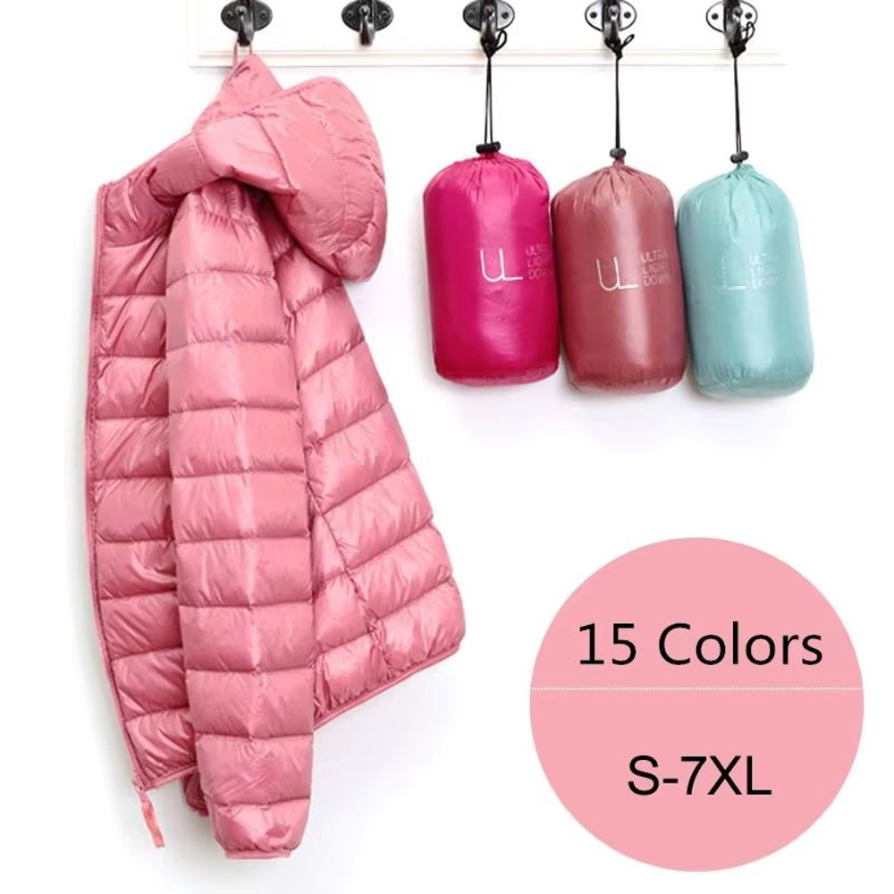 UltraLight Womens Puffer Jacket Plus Size 5XL7XL Packable Hooded Down Coat For Spring Autumn 0