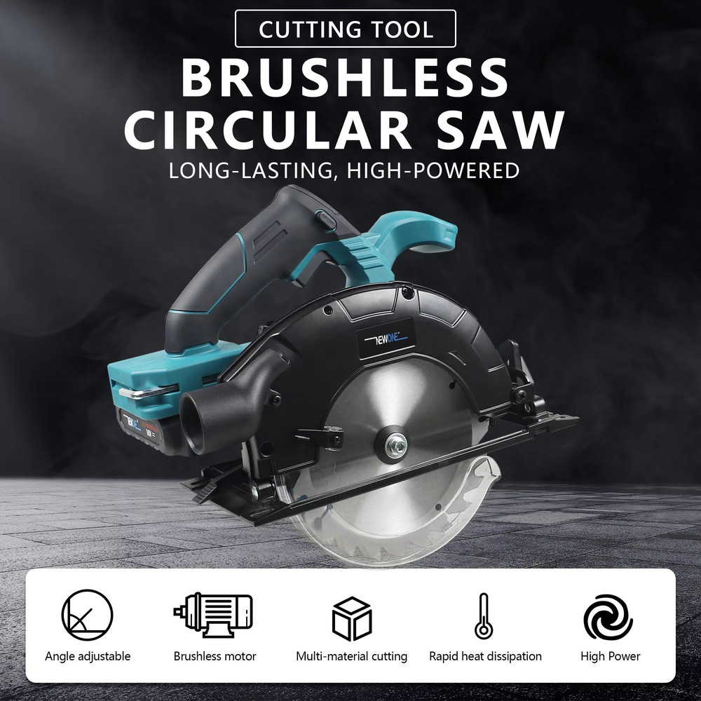 165mm Electric Circular Saw With Brushless Motor MultiAngle Cutting Compatible With Makita 18V Batt 0
