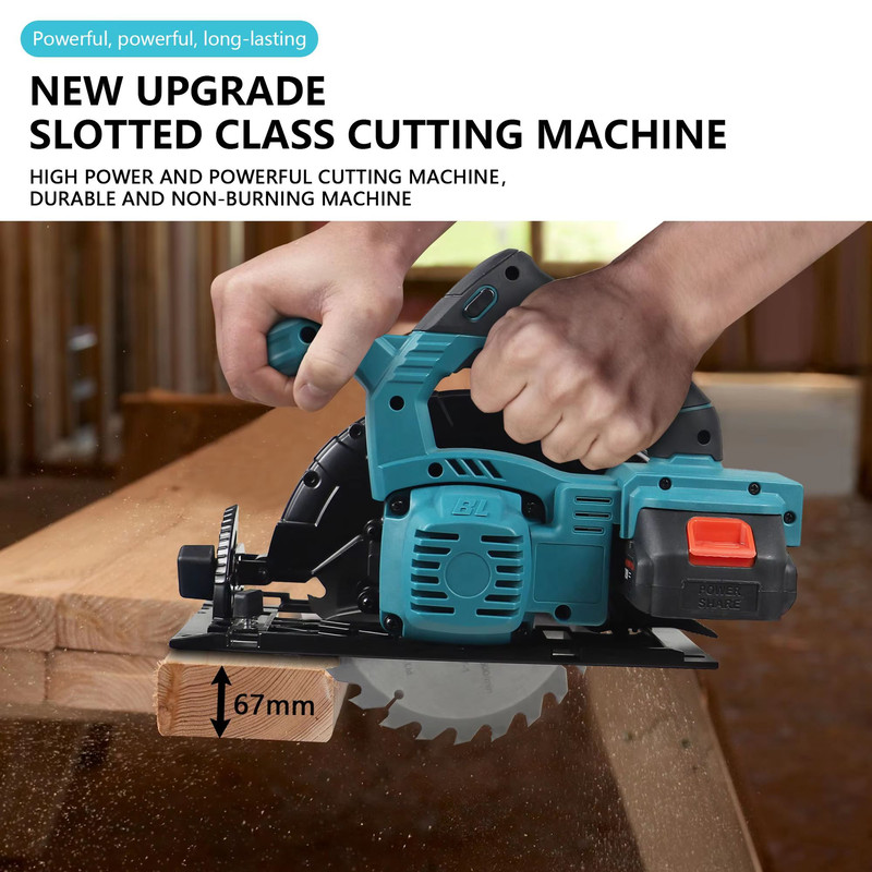 165mm Electric Circular Saw With Brushless Motor MultiAngle Cutting Compatible With Makita 18V Batt 1