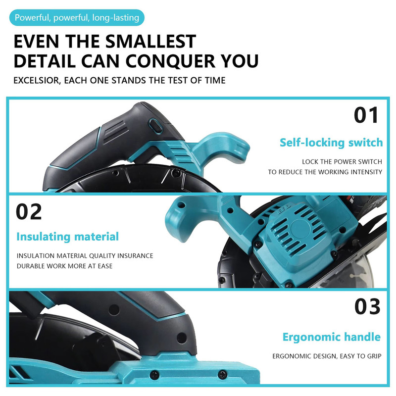 165mm Electric Circular Saw With Brushless Motor MultiAngle Cutting Compatible With Makita 18V Batt 4