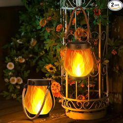 dancing flame solar lantern – outdoor flickering torch light for garden, patio & pathway