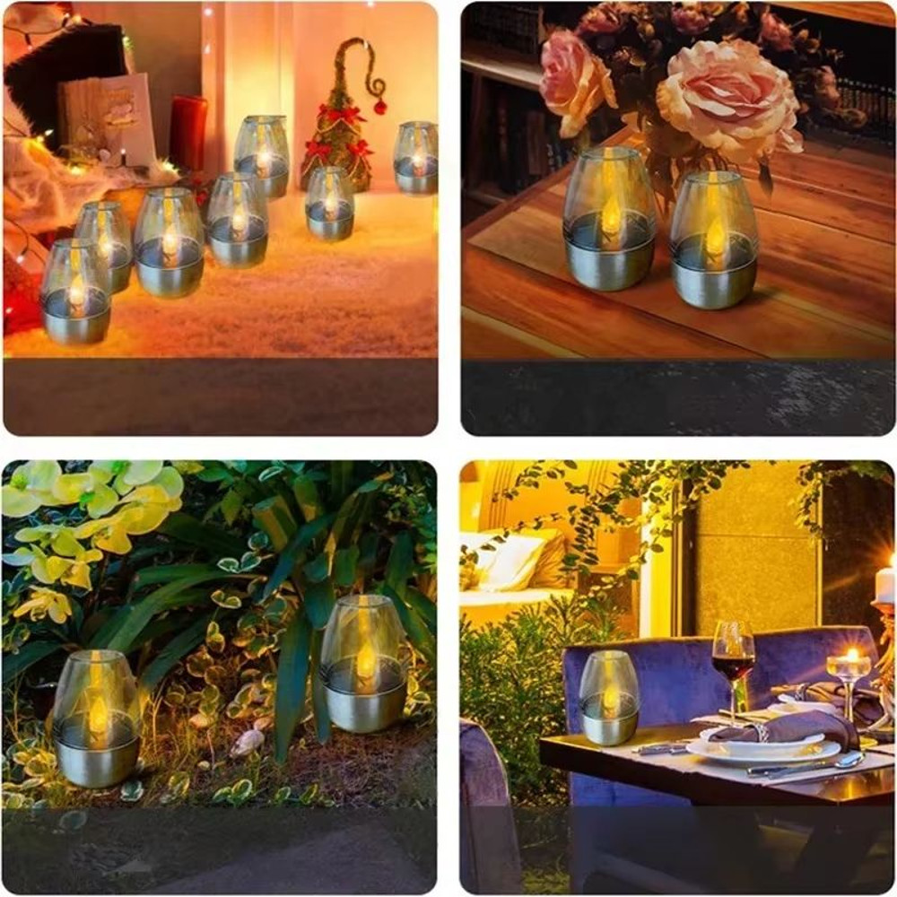 LED Stainless Steel Solar Candle Light Outdoor Patio Garden Decorative Solar Lantern For Lawn Dec 5