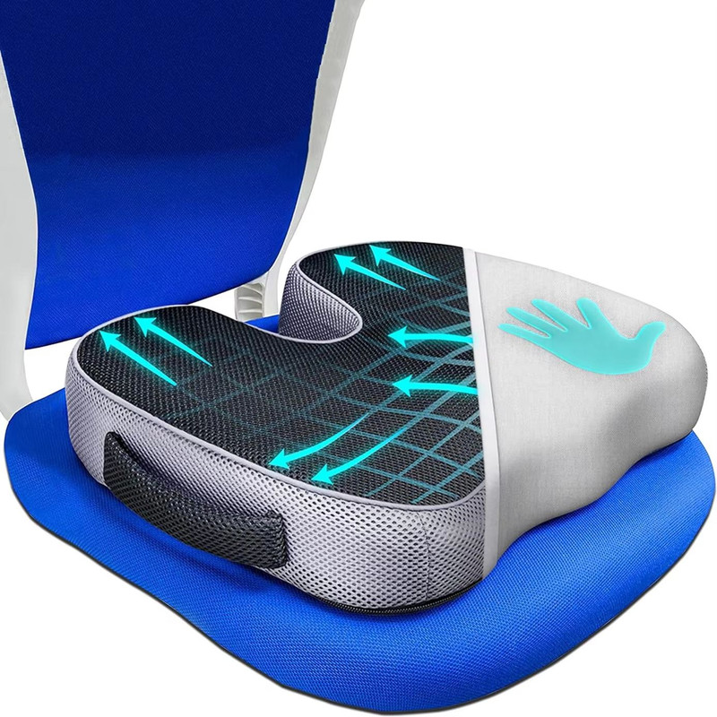 Orthopedic Memory Foam Seat Cushion NonSlip Tailbone Cushion For Back Sciatica Prostate Pain Reli 0