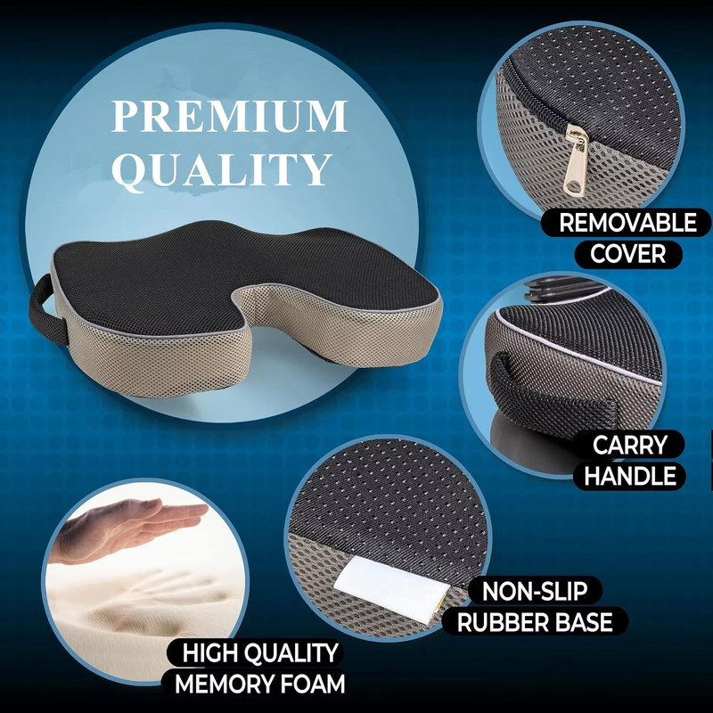 Orthopedic Memory Foam Seat Cushion NonSlip Tailbone Cushion For Back Sciatica Prostate Pain Reli 3