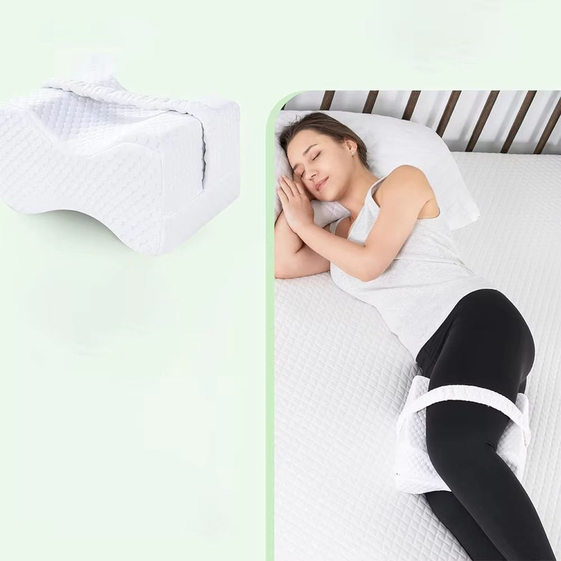 Memory Foam Knee Pillow For Side Sleepers Soft Leg Support With Adjustable Straps 3