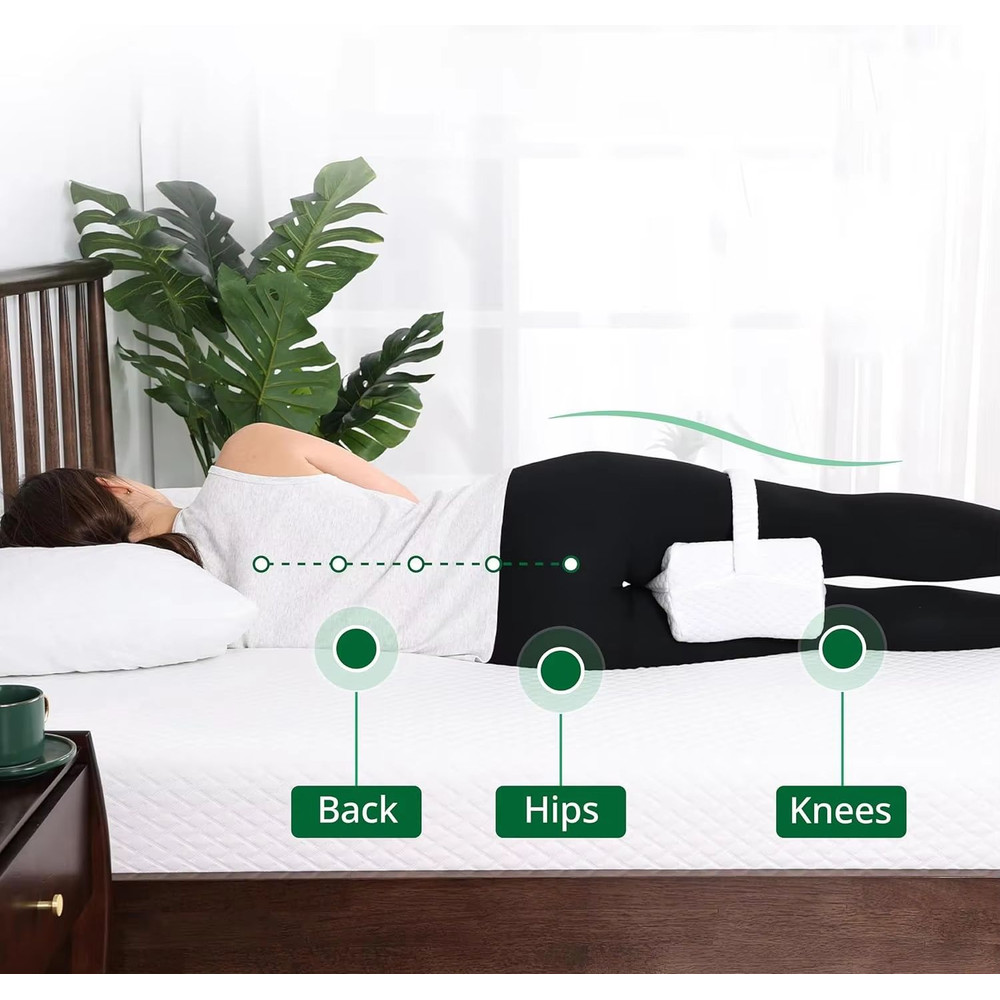 Memory Foam Knee Pillow For Side Sleepers Soft Leg Support With Adjustable Straps 4