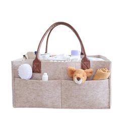 baby felt storage organizer basket – diaper bag caddy with handles for nursery & kids