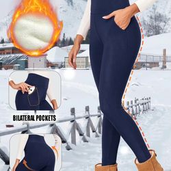 ultra-warm velvet winter leggings with pockets – high waist thick thermal pants for women