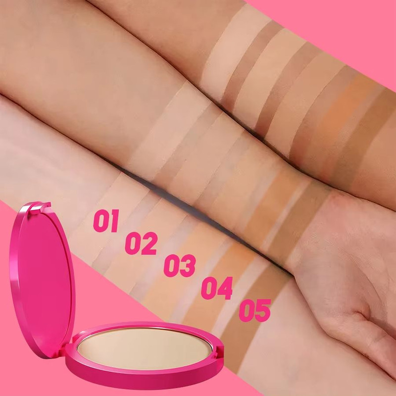 Natural Matte Pressed Powder Oil Control Brightening Face Base Foundation Compact Concealer 3