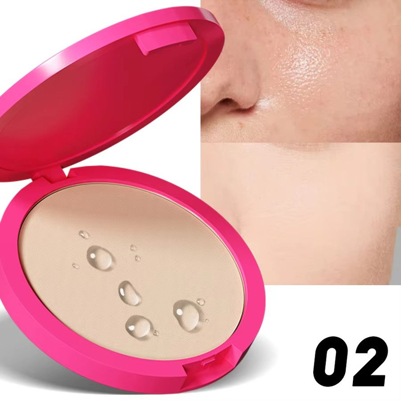 Natural Matte Pressed Powder Oil Control Brightening Face Base Foundation Compact Concealer 8