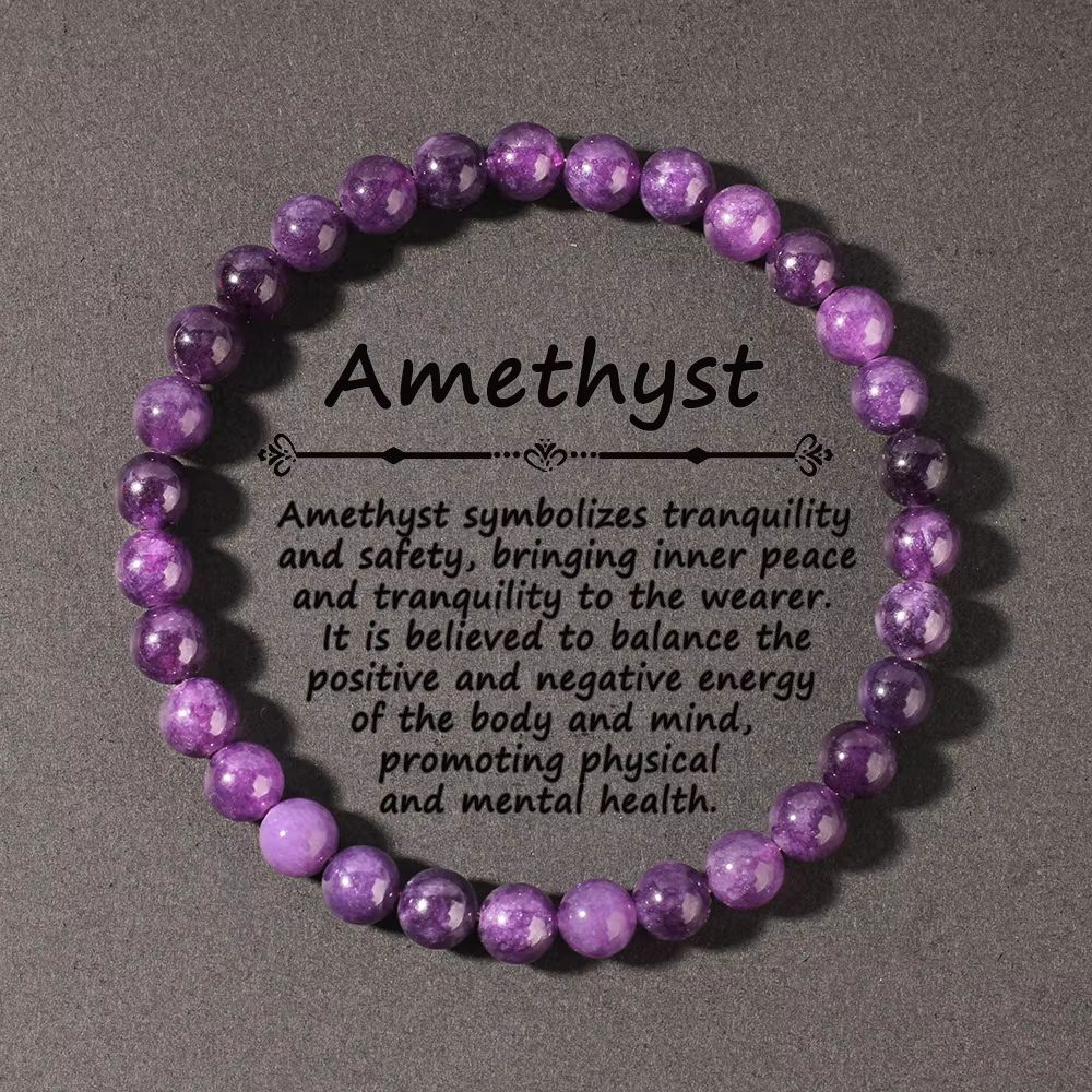 Natural Amethyst Bead Bracelet Genuine Healing Stone Stretch Jewelry For Men Women 6810mm 0