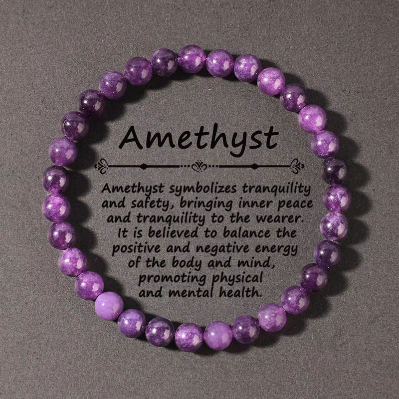 Natural Amethyst Bead Bracelet Genuine Healing Stone Stretch Jewelry For Men Women 6810mm 0