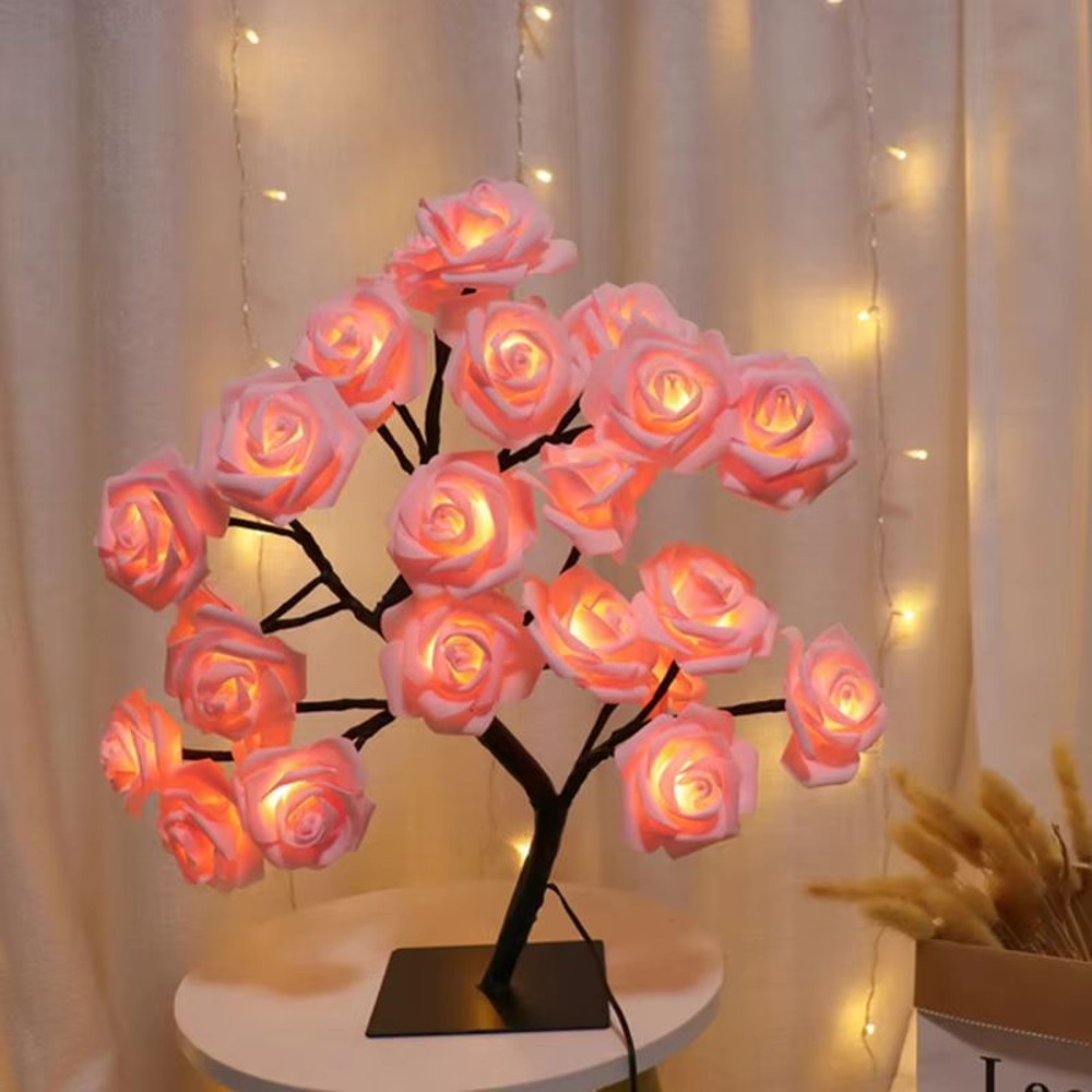 Romantic LED Rose Flower Table Lamp USBPowered Night Light For Home Wedding And Party Decoration 11