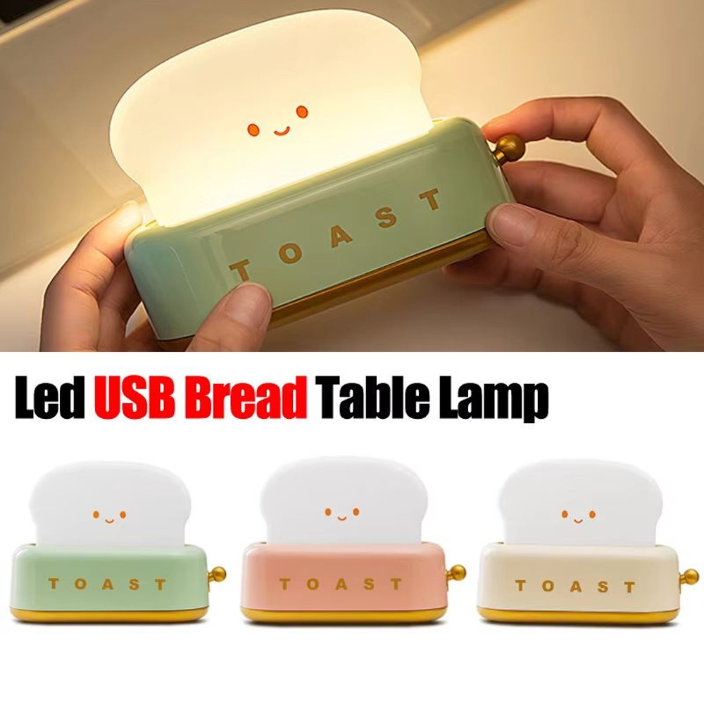 Creative Bread Toast Night Light USB Rechargeable LED Lamp For Bedroom Holiday Decor 1
