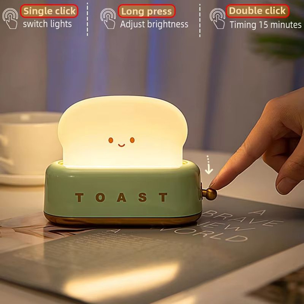 Creative Bread Toast Night Light USB Rechargeable LED Lamp For Bedroom Holiday Decor 3
