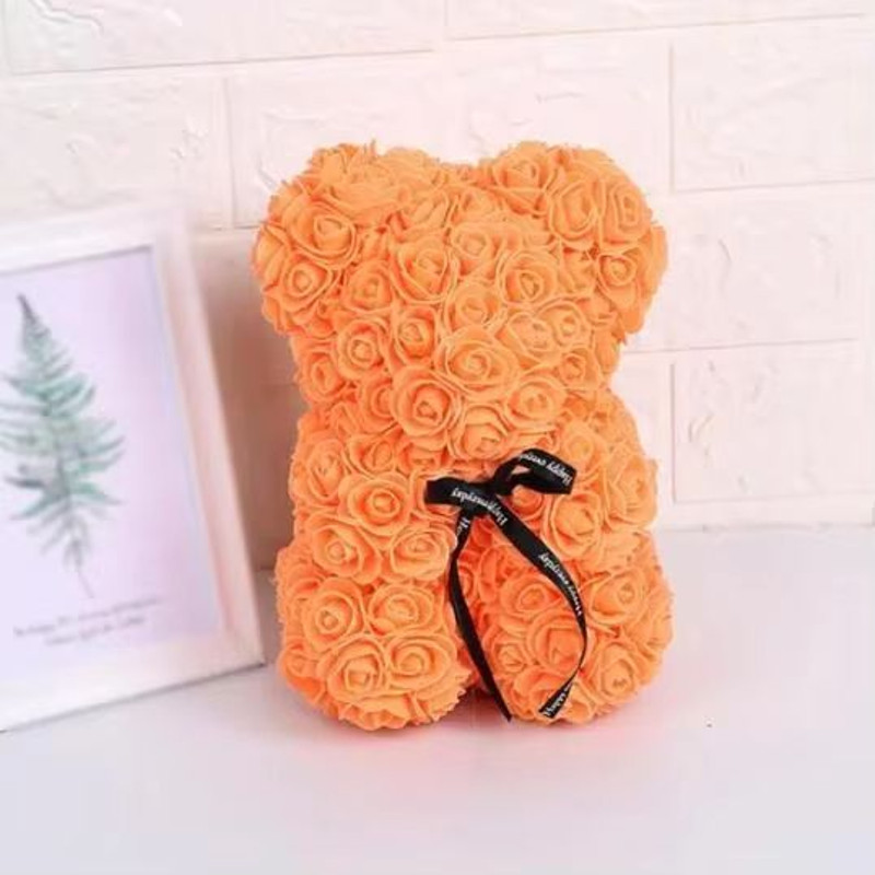 25cm Rose Bear Artificial Flower Gift For Girlfriend Anniversary Valentines Day 14