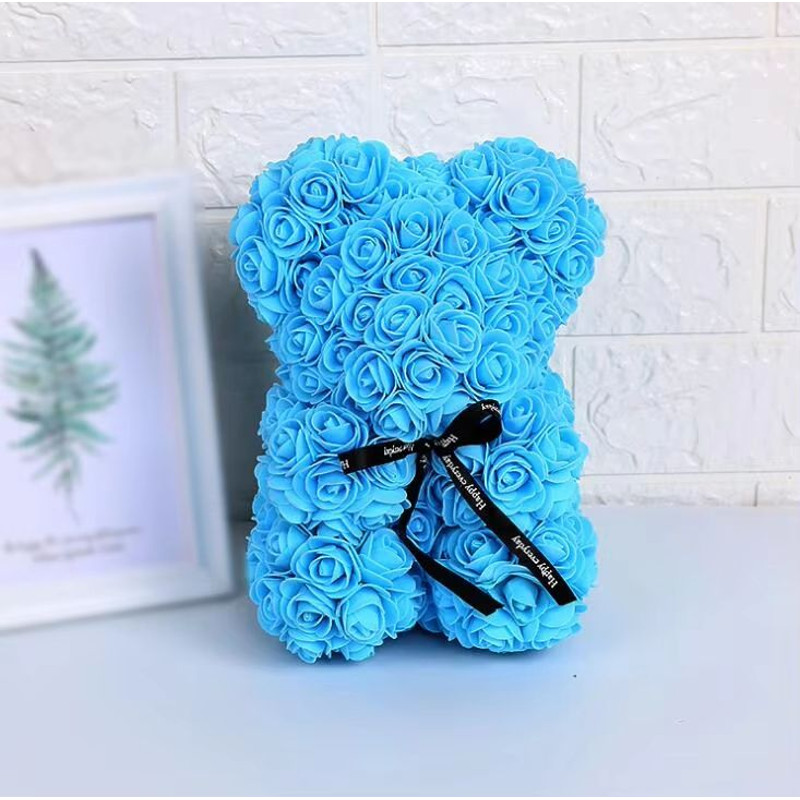 25cm Rose Bear Artificial Flower Gift For Girlfriend Anniversary Valentines Day 15