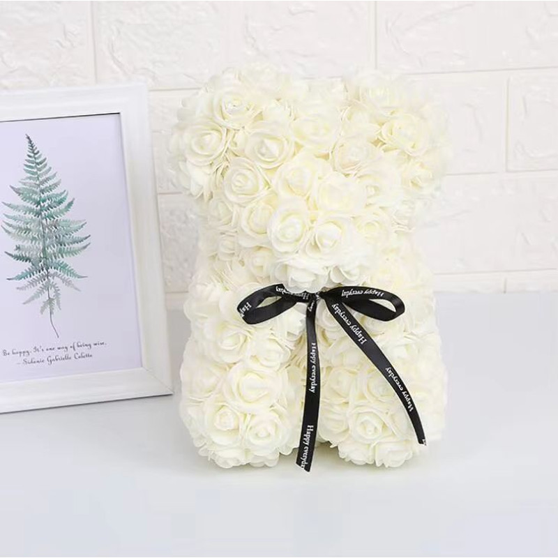 25cm Rose Bear Artificial Flower Gift For Girlfriend Anniversary Valentines Day 16