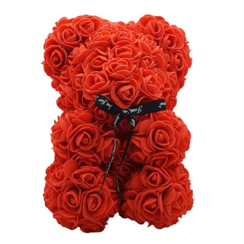 25cm Rose Bear Artificial Flower Gift For Girlfriend Anniversary Valentines Day 2
