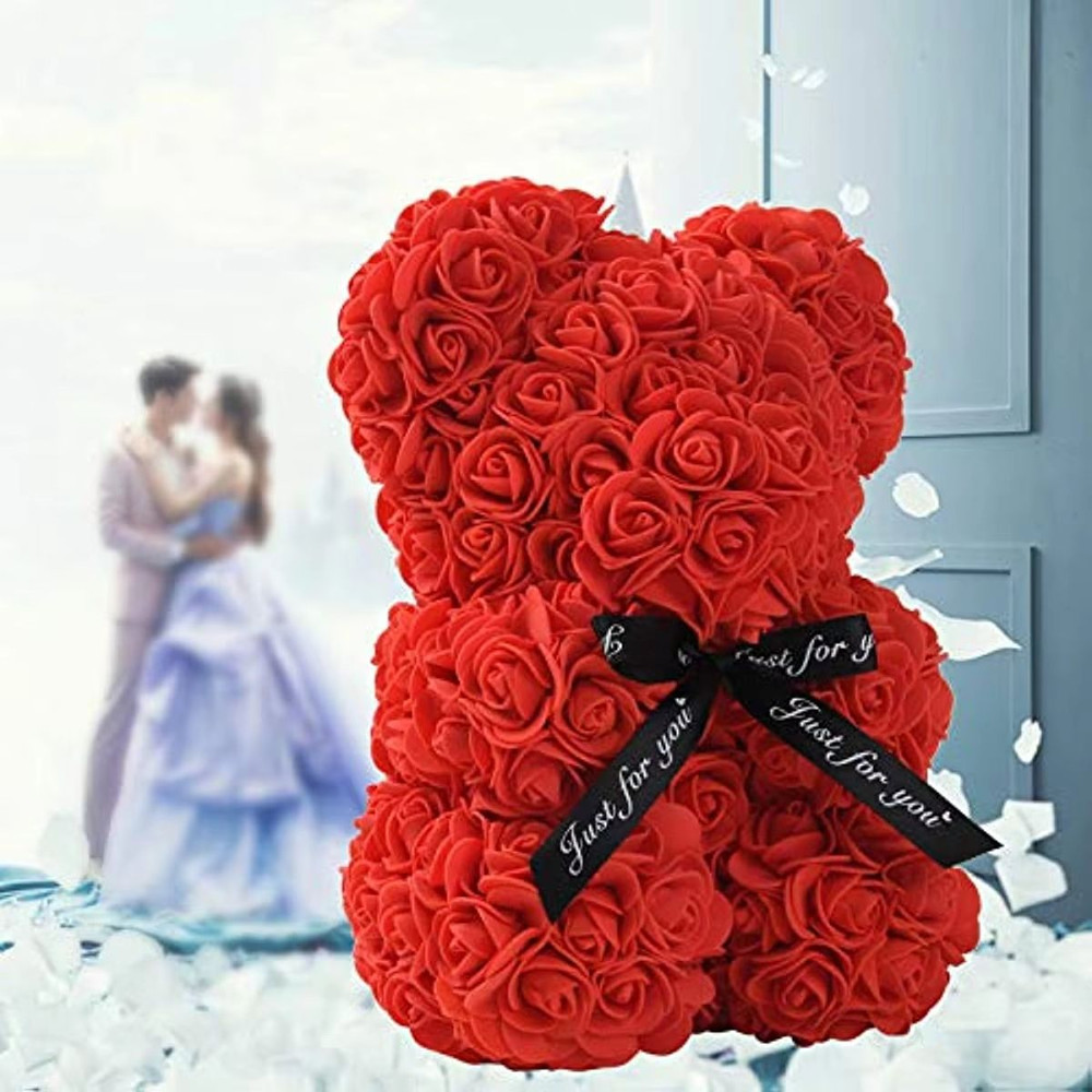 25cm Rose Bear Artificial Flower Gift For Girlfriend Anniversary Valentines Day 5