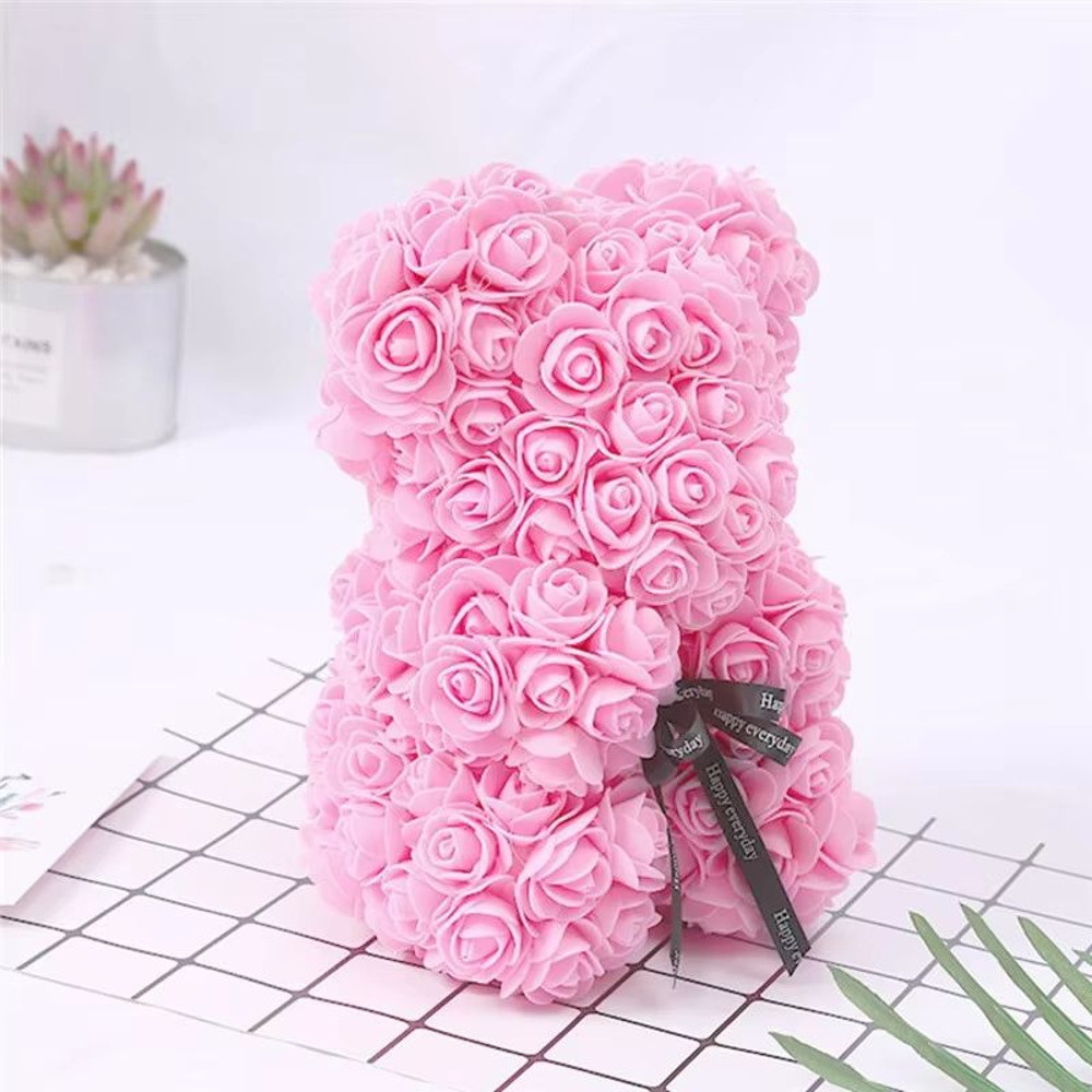 25cm Rose Bear Artificial Flower Gift For Girlfriend Anniversary Valentines Day 6