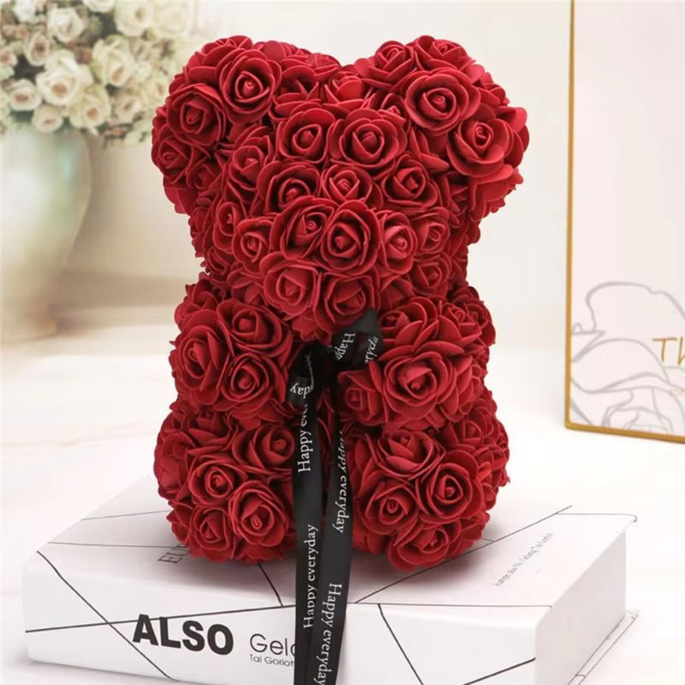25cm Rose Bear Artificial Flower Gift For Girlfriend Anniversary Valentines Day 8