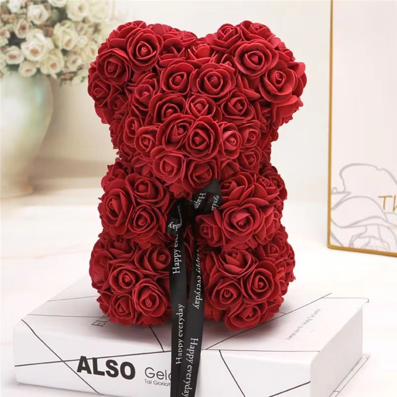 25cm Rose Bear Artificial Flower Gift For Girlfriend Anniversary Valentines Day 8