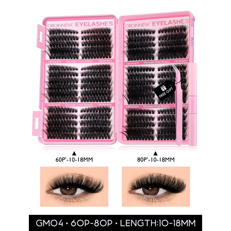 GROINNEYA DIY Eyelash Extension Kit 640Piece Lash Clusters With Bond Seal For SalonQuality Cat Ey 10