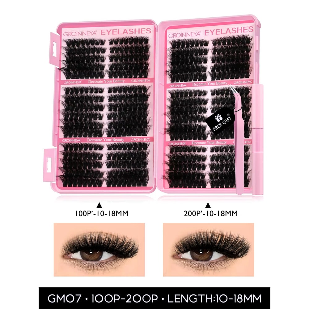GROINNEYA DIY Eyelash Extension Kit 640Piece Lash Clusters With Bond Seal For SalonQuality Cat Ey 13