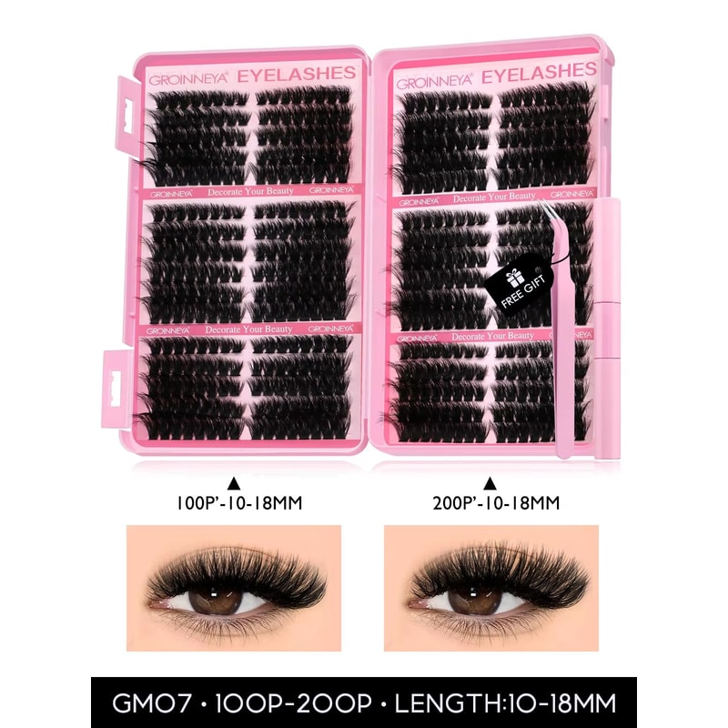 GROINNEYA DIY Eyelash Extension Kit 640Piece Lash Clusters With Bond Seal For SalonQuality Cat Ey 13