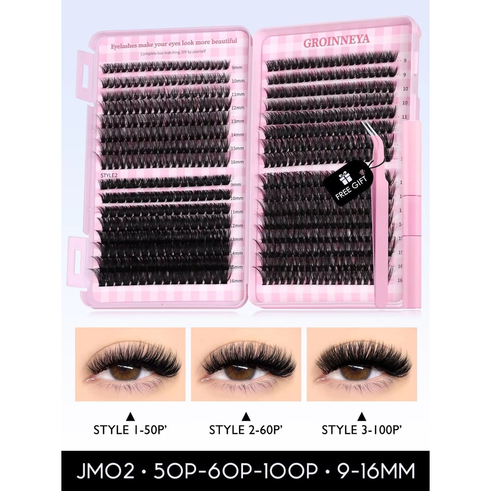 GROINNEYA DIY Eyelash Extension Kit 640Piece Lash Clusters With Bond Seal For SalonQuality Cat Ey 15