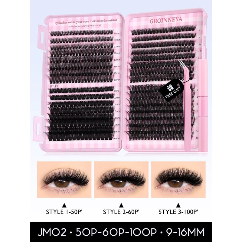 GROINNEYA DIY Eyelash Extension Kit 640Piece Lash Clusters With Bond Seal For SalonQuality Cat Ey 15
