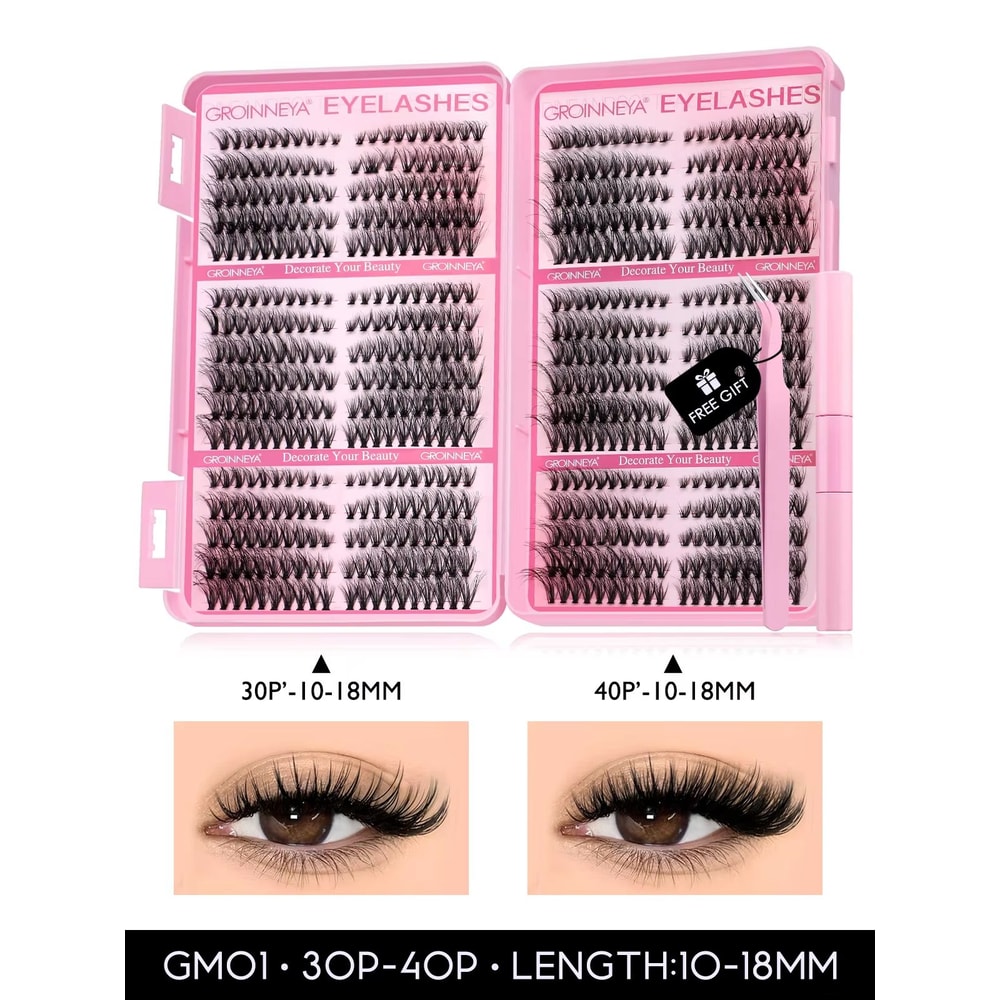 GROINNEYA DIY Eyelash Extension Kit 640Piece Lash Clusters With Bond Seal For SalonQuality Cat Ey 7