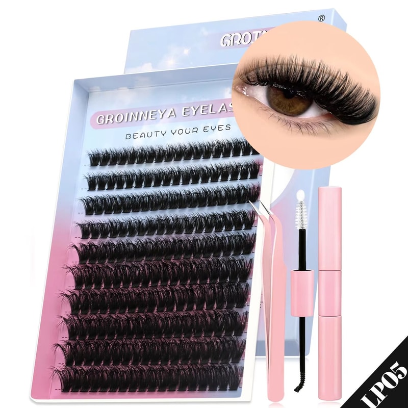 GROINNEYA DIY Eyelash Extension Kit 640Piece Lash Clusters With Bond Seal For SalonQuality Cat Ey 23