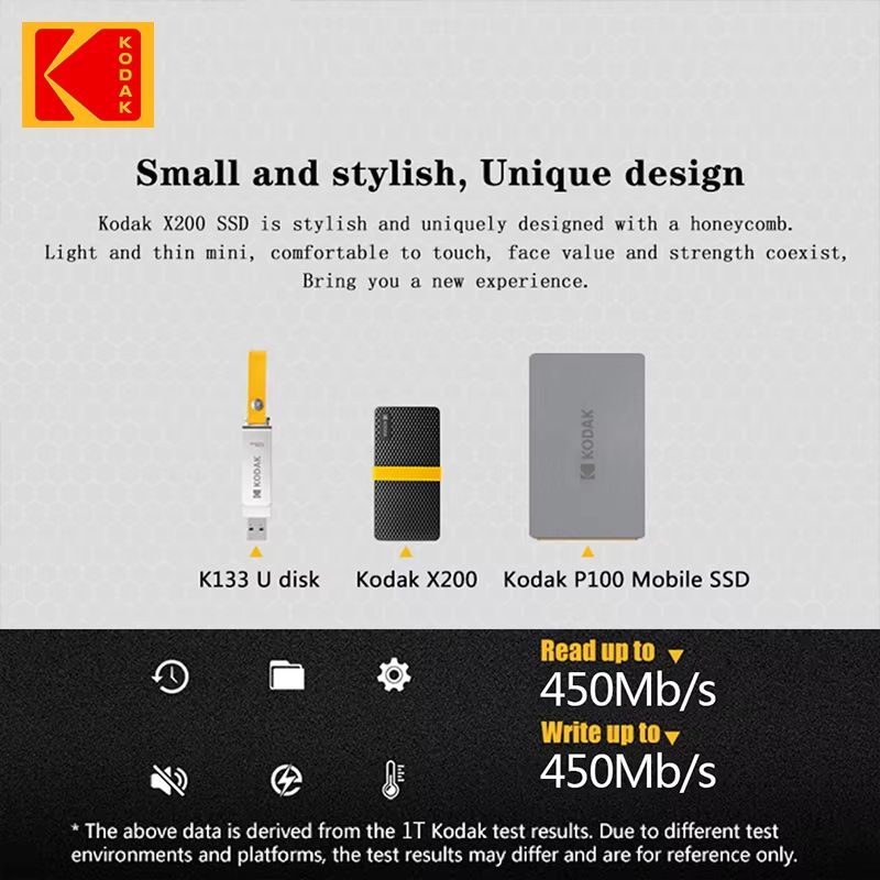 KODAK X200 Portable External SSD USB 31 HighSpeed Mini Solid State Drive 3