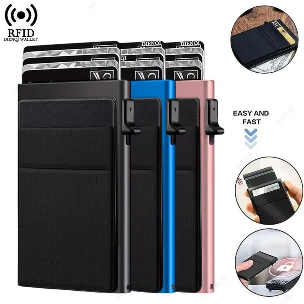 SecureSlim RFID Blocking Metal Card Holder Wallet For Men 0