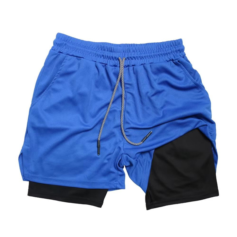 Mens Double Layer Training Shorts QuickDry 2in1 Fitness Running Shorts 9