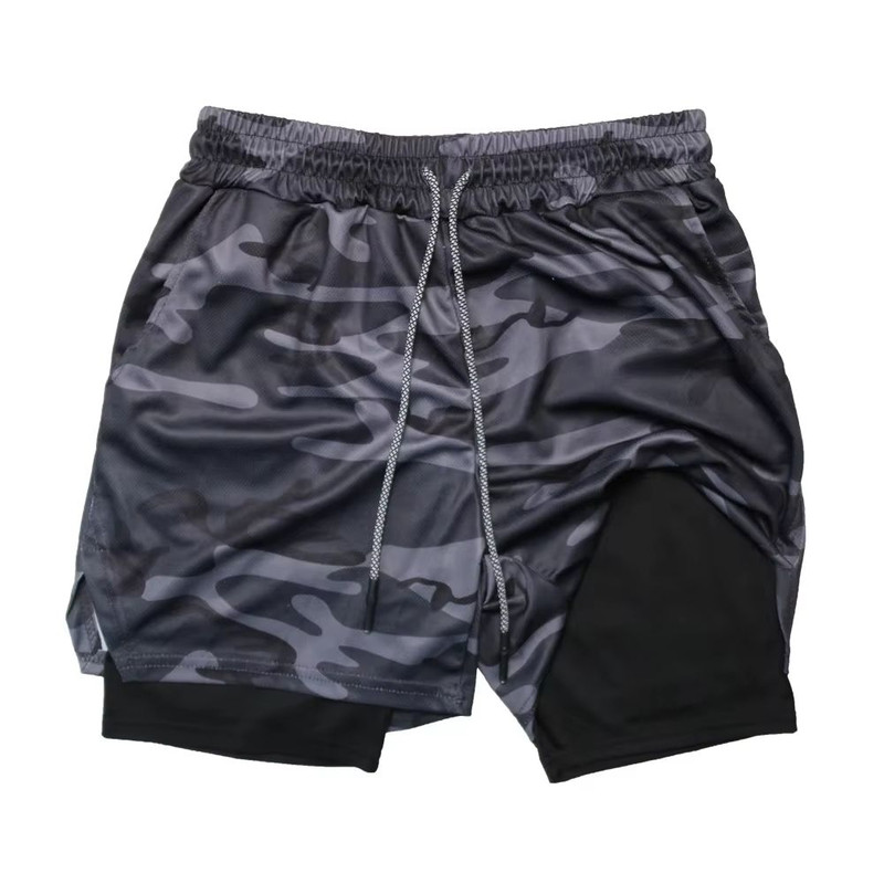 Mens Double Layer Training Shorts QuickDry 2in1 Fitness Running Shorts 15