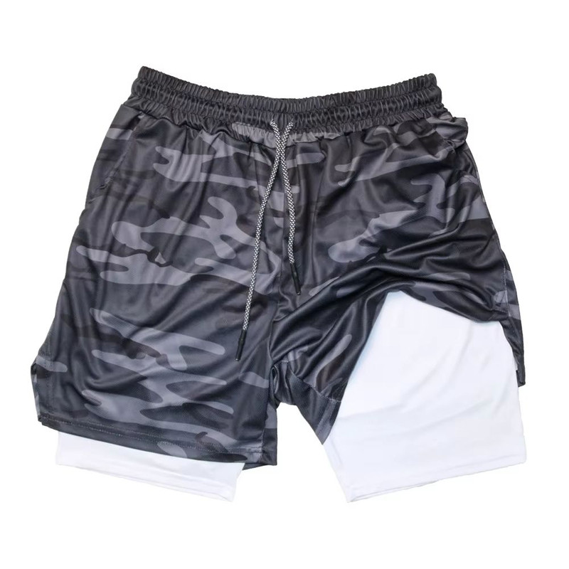 Mens Double Layer Training Shorts QuickDry 2in1 Fitness Running Shorts 16