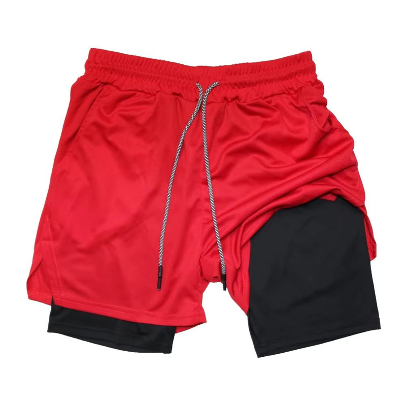 Mens Double Layer Training Shorts QuickDry 2in1 Fitness Running Shorts 17