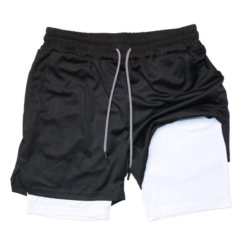 Mens Double Layer Training Shorts QuickDry 2in1 Fitness Running Shorts 6