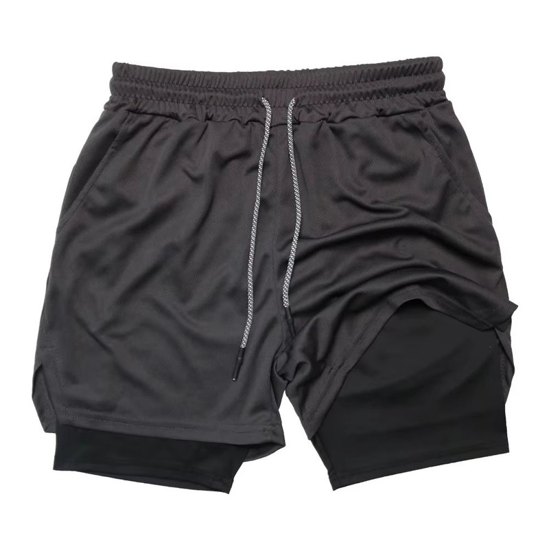 Mens Double Layer Training Shorts QuickDry 2in1 Fitness Running Shorts 8