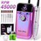 45000RPM Rechargeable Electric Nail Drill Professional Portable Manicure Gel Nail Tool 8