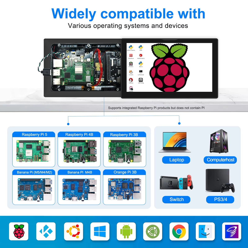 8Inch Raspberry Pi 54 Touchscreen Monitor 1280x800 LCD With Builtin Fans Speaker 2