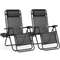 JHK Zero Gravity Chair Set Of 2  Portable Outdoor Recliner Lounge Chairs With Cup Holder Trays  Adj 8